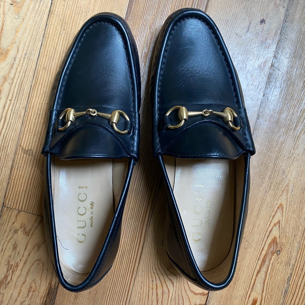 Gucci Leather horse bit loafers